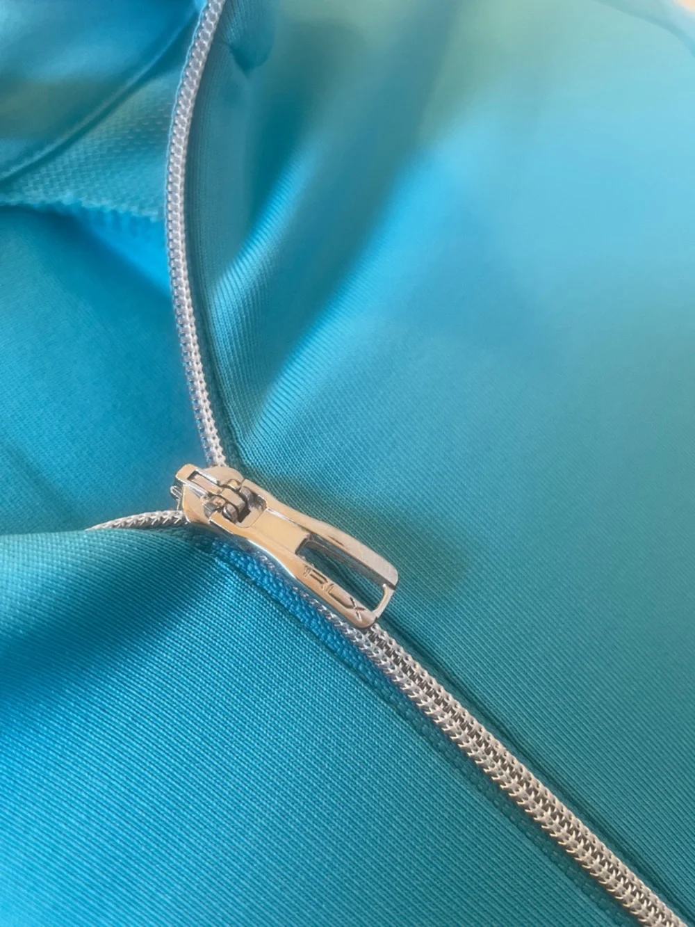 Size S RLX Ralph Lauren Sporty Aqua Blue Short-Sleeve Zip Mock Neck Top - Picture 3 of 6